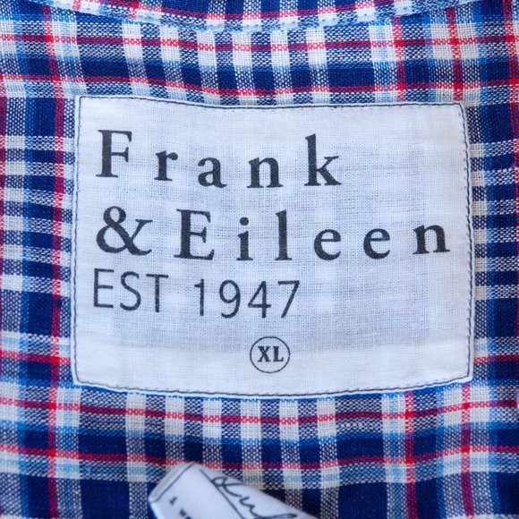 Frank & Eileen Blue Plaid Luke Linen Shirt - Picture 2 of 4